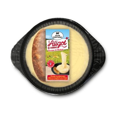 Barquette d'Aligot de l'Aubrac et saucisse de Toulouse